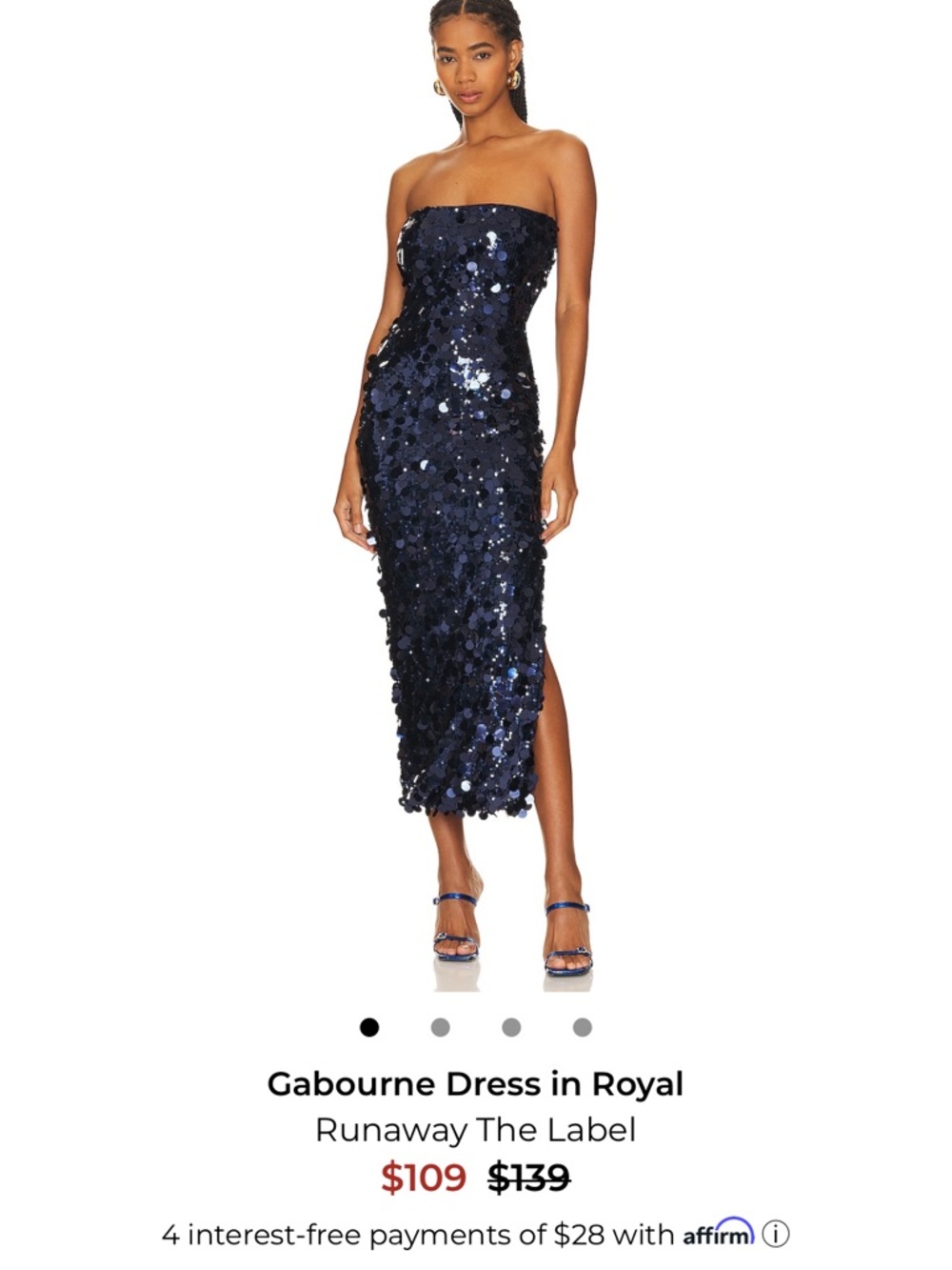 Runaway The Label Gabourne Strapless Midi Dress in Royal Blue
